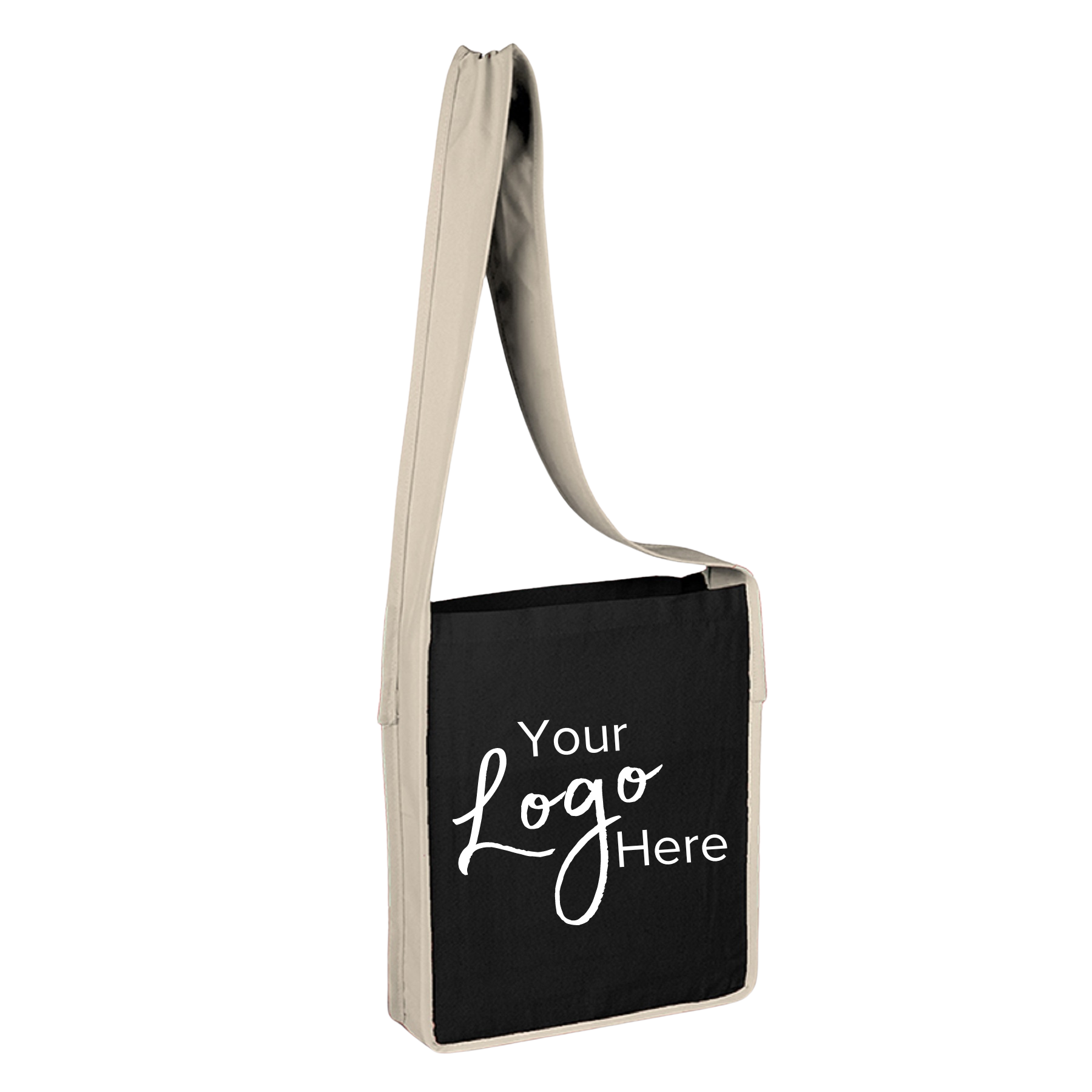 Sling Tote 12"W x 15"H x 3" Gusset Bag with Natural Handles 1
