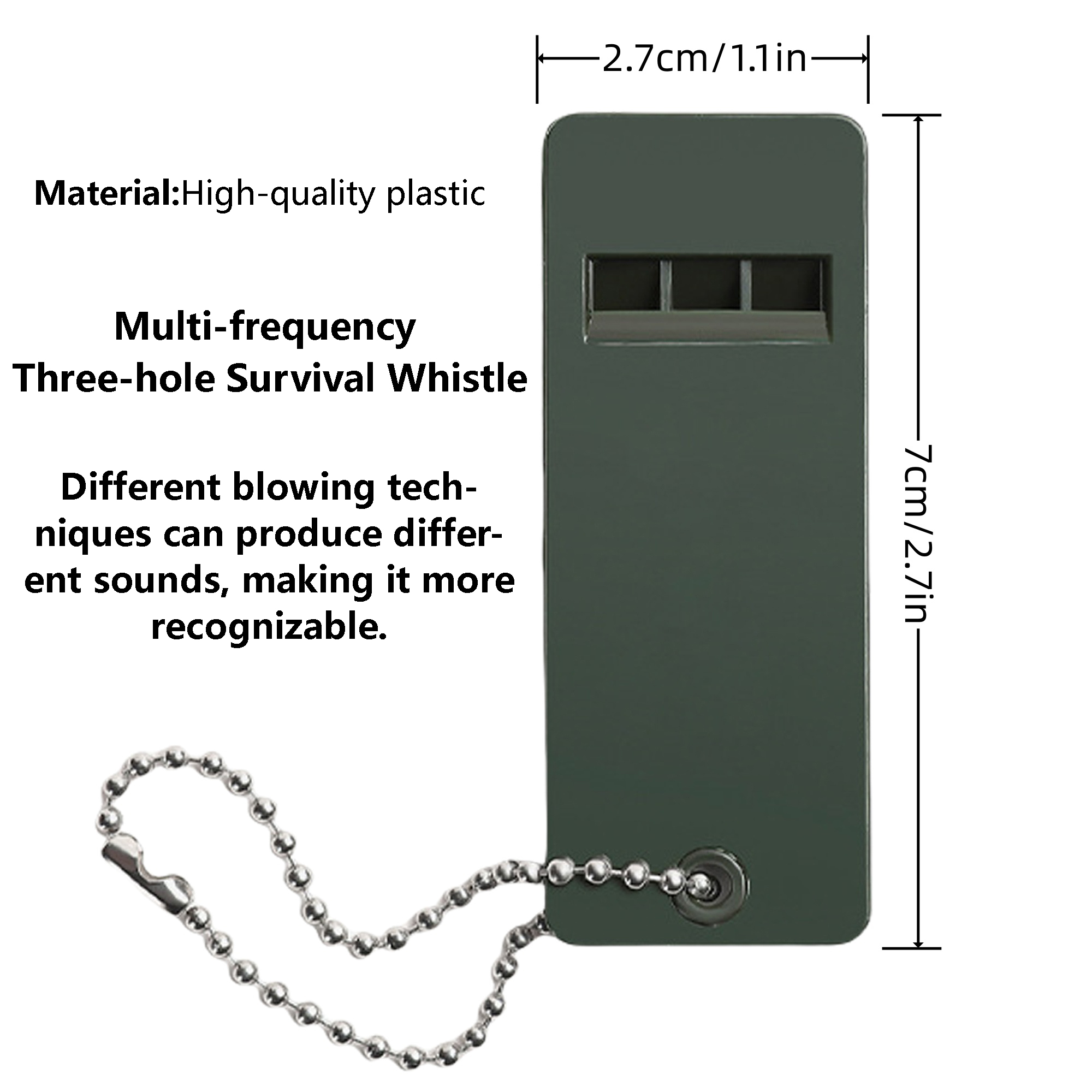 Lifesaving Emergency Whistle - 3-Frequency Design with Durable Plastic & Metal Chain 2