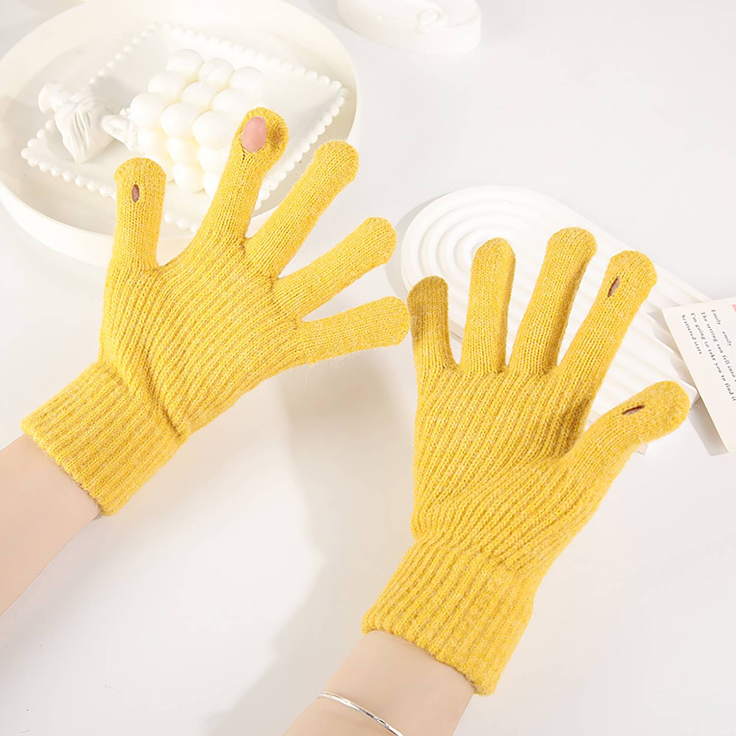 Warm Cartoon Open Finger Gloves 8