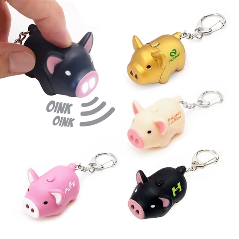 Mini LED Light-emitting Sound Pig Toy Keychain 2