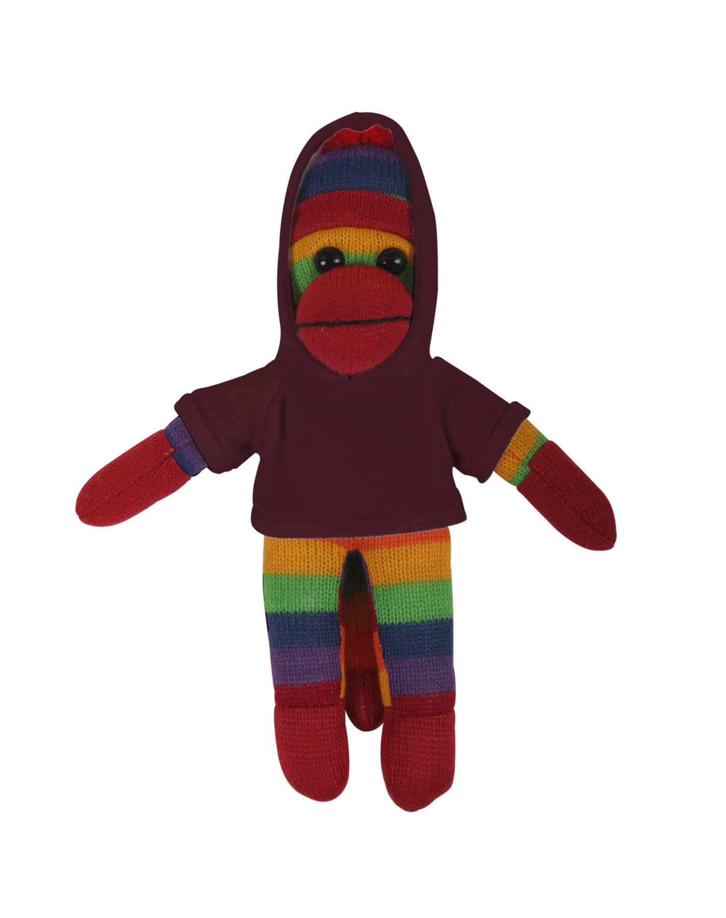 soft plush Rainbow Sock Monkey with hoodie 18