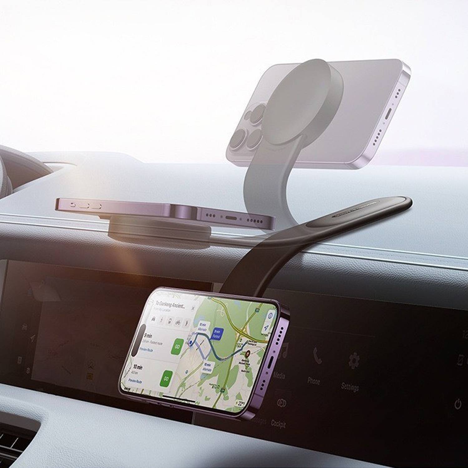 Bendable Magnetic Car Phone Holder – Suction Mount Design 7