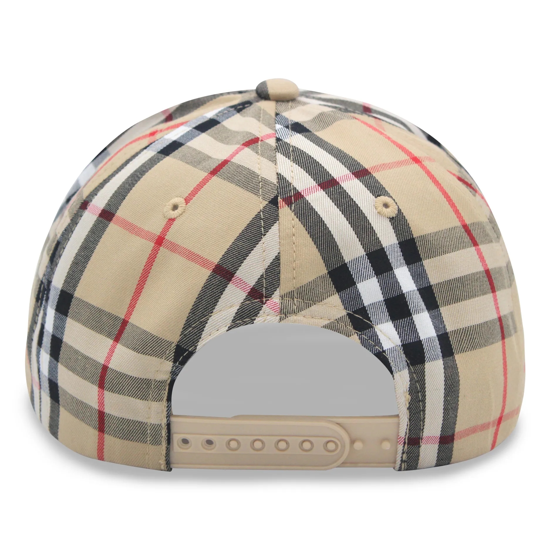 5 Panel Designer Plaid Baseball Cap Cotton