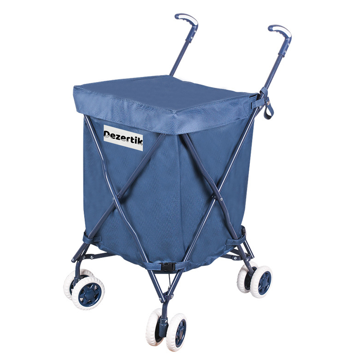 Folding Wheeled Shopping Cart w/ Removable Canvas Bag 1