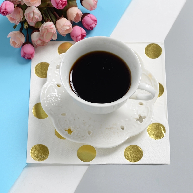 Custom Gold Dot Confetti Paper Napkins 2