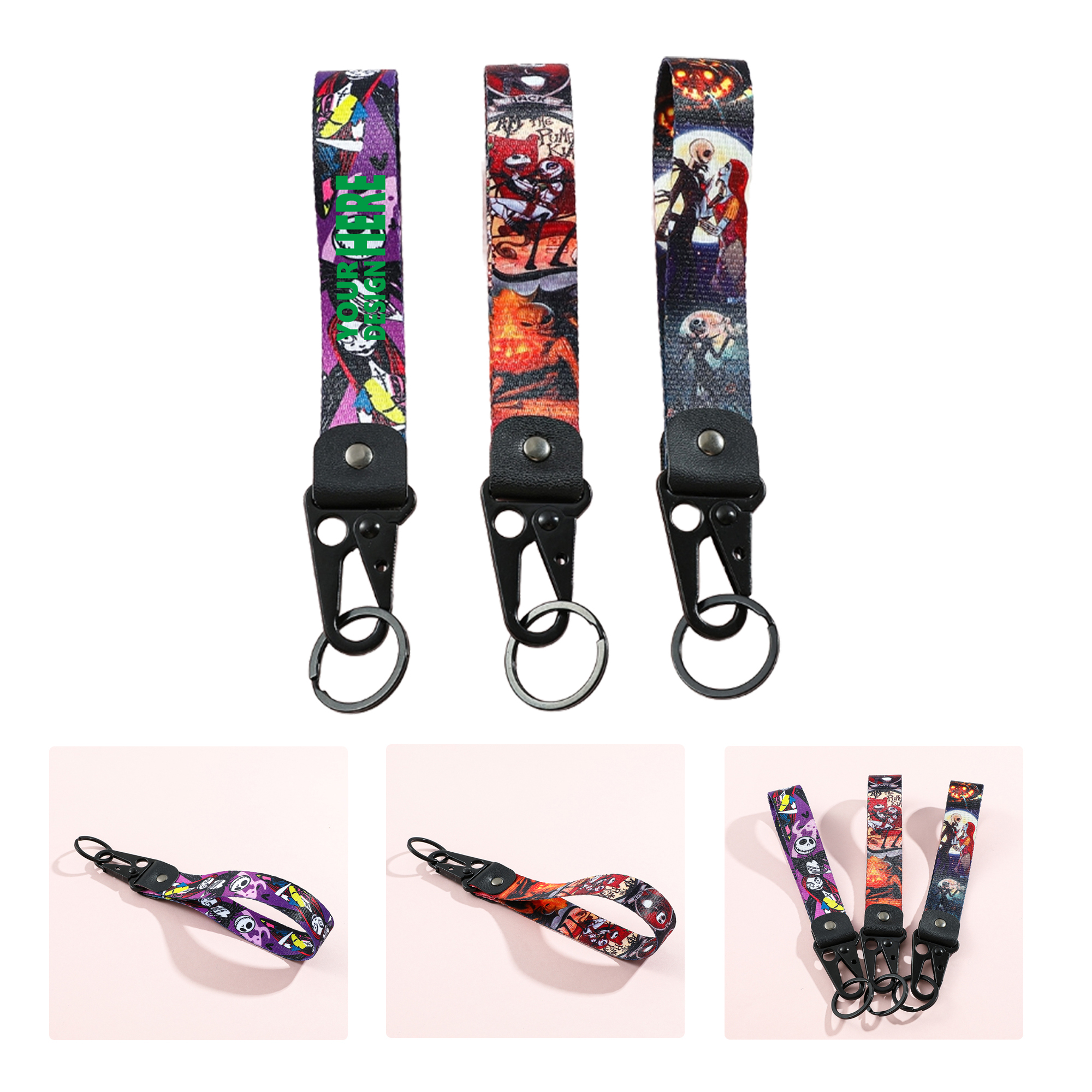 MOQ50 Halloween Pumpkin Skeleton Keychain Cartoon Pendant 1