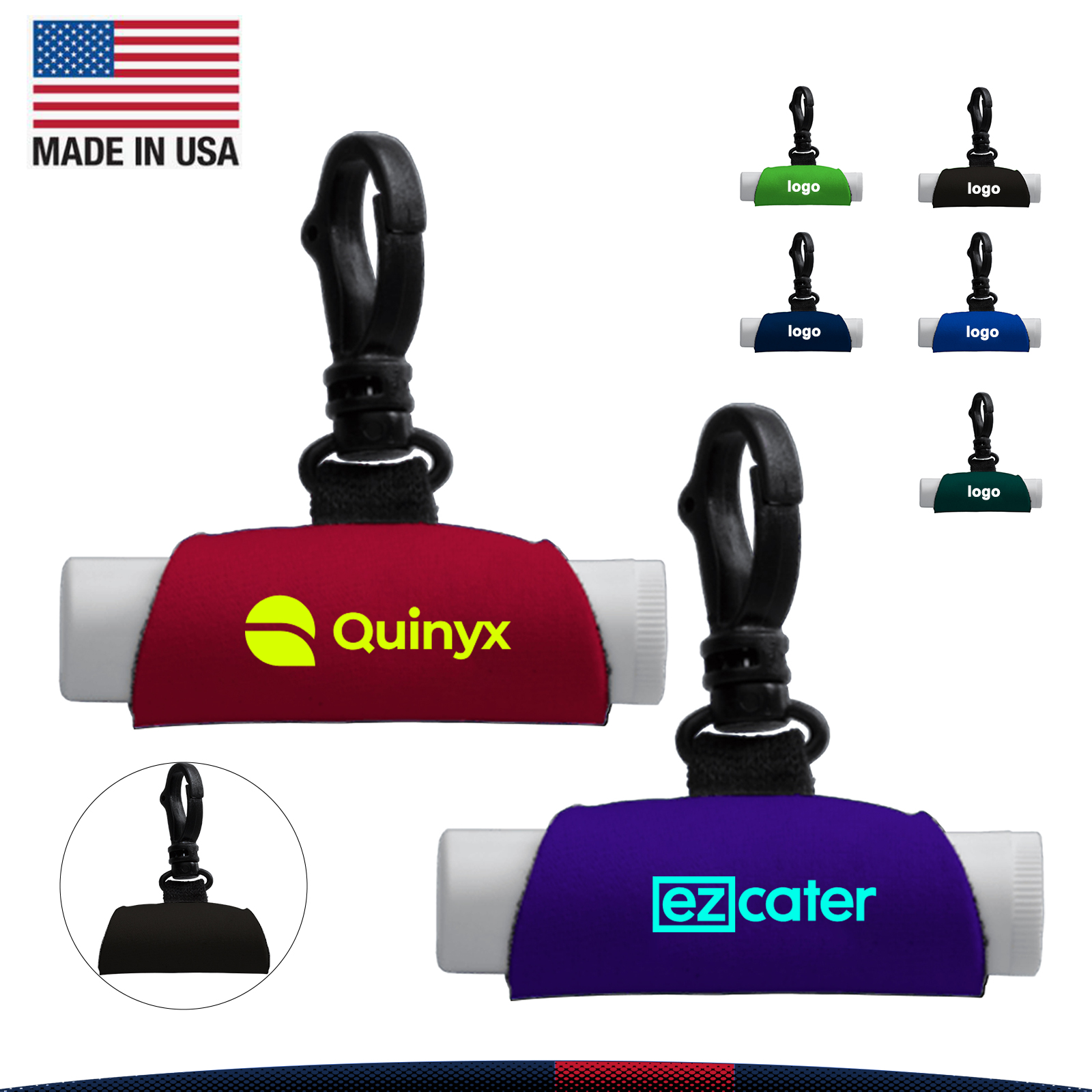 Raleigh Neoprene Swivel Snap Hook Lip Balm Sleeve 9