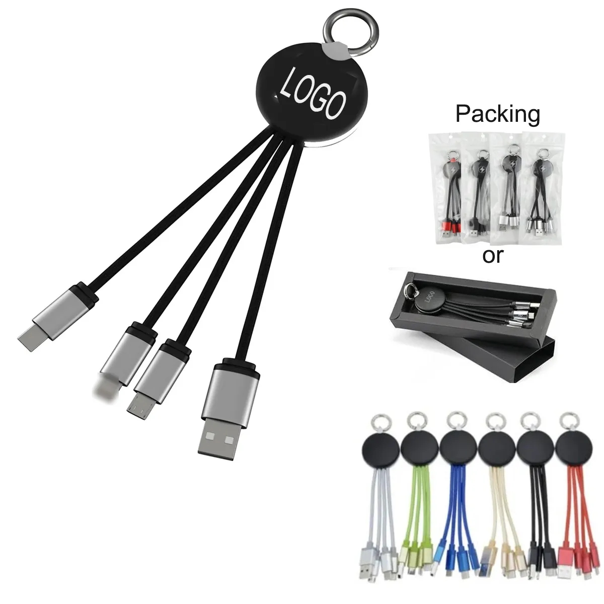 Glowing Logo 4 In 1 USB Charge Cable 1