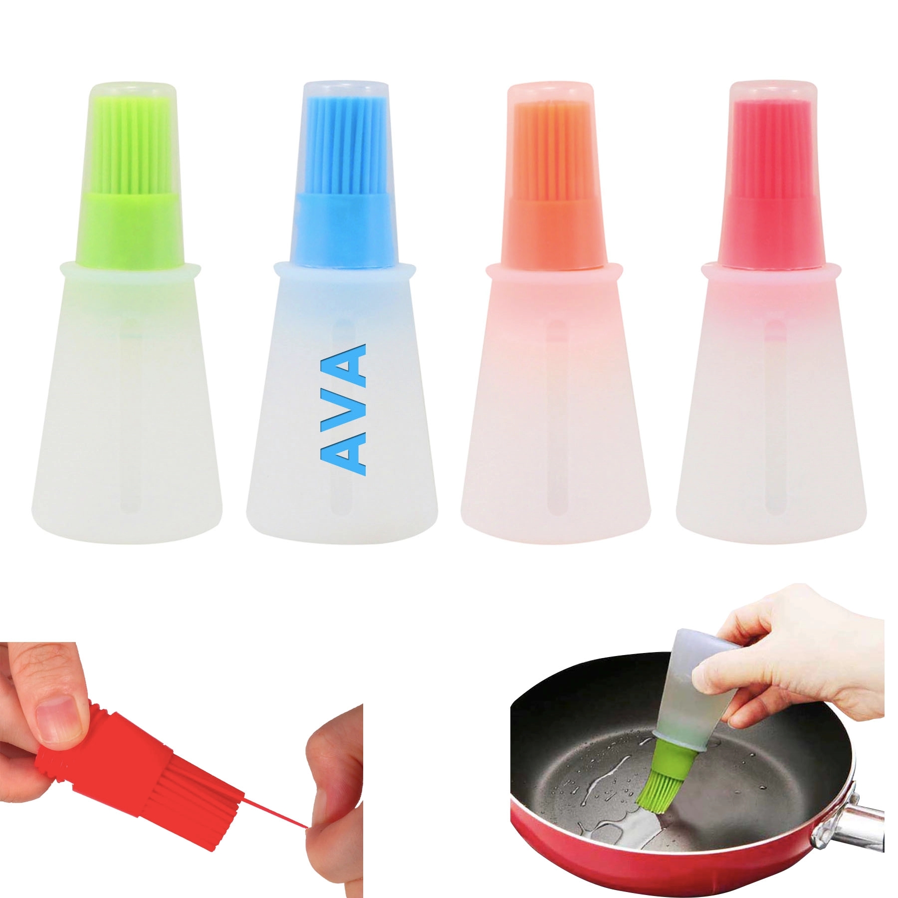 Kitchen Silicone Oil Bottle Brush w/ Lid 2