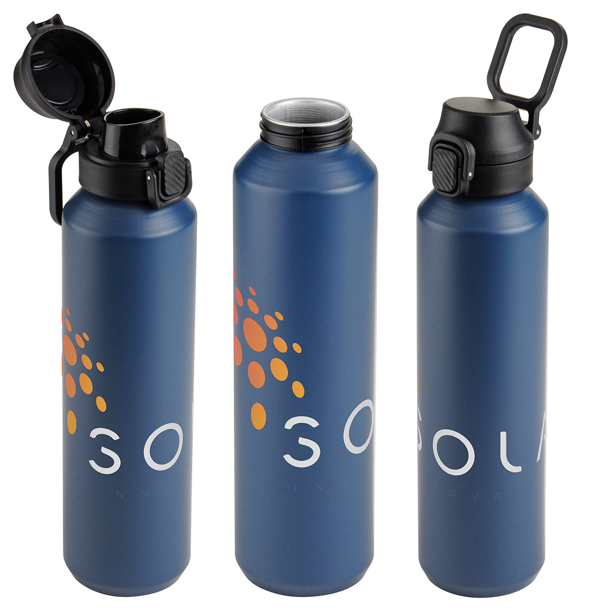 Nexus 27 oz Recycled Aluminum Bottle with Flip-Top Lid and Carabiner 17