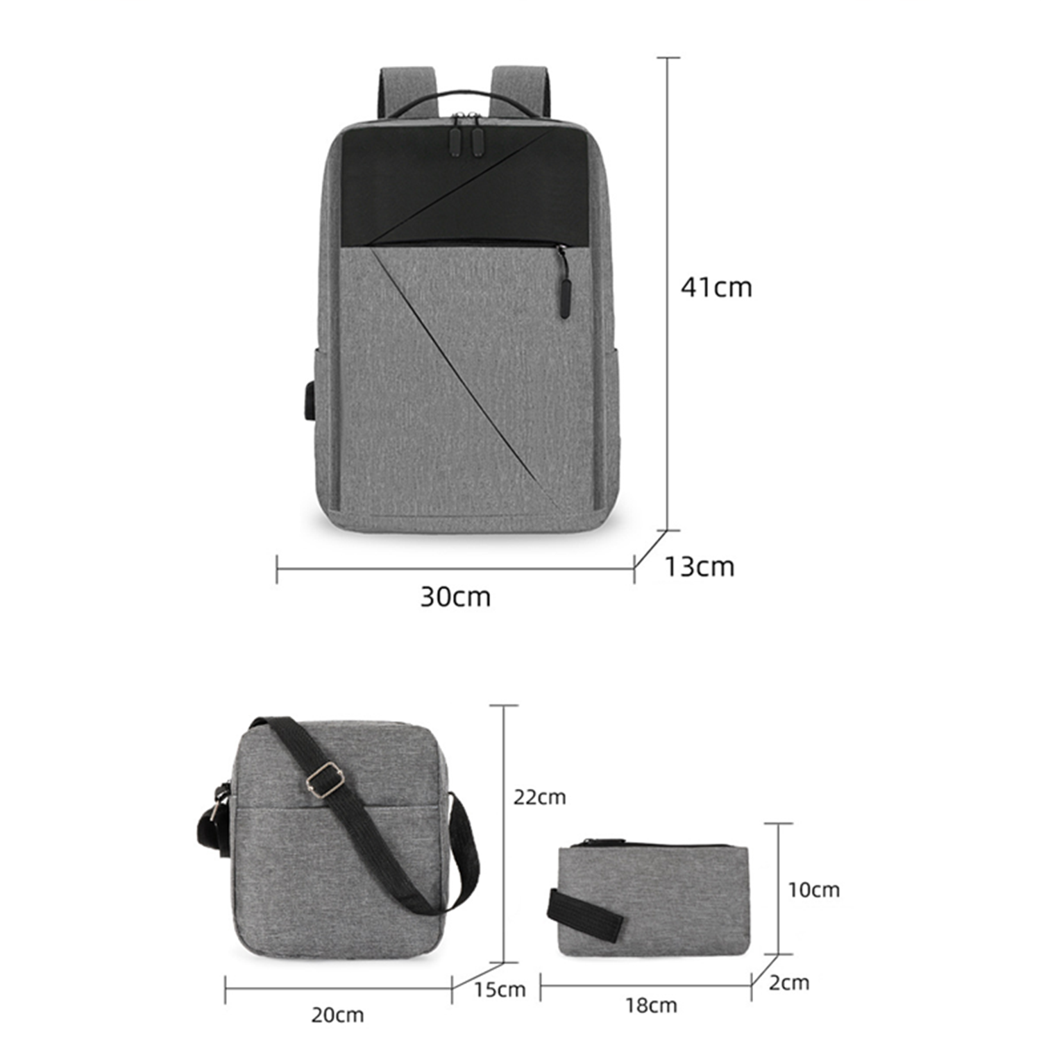 3 in 1 Oxford Backpack Set With Usb Charging Port 1
