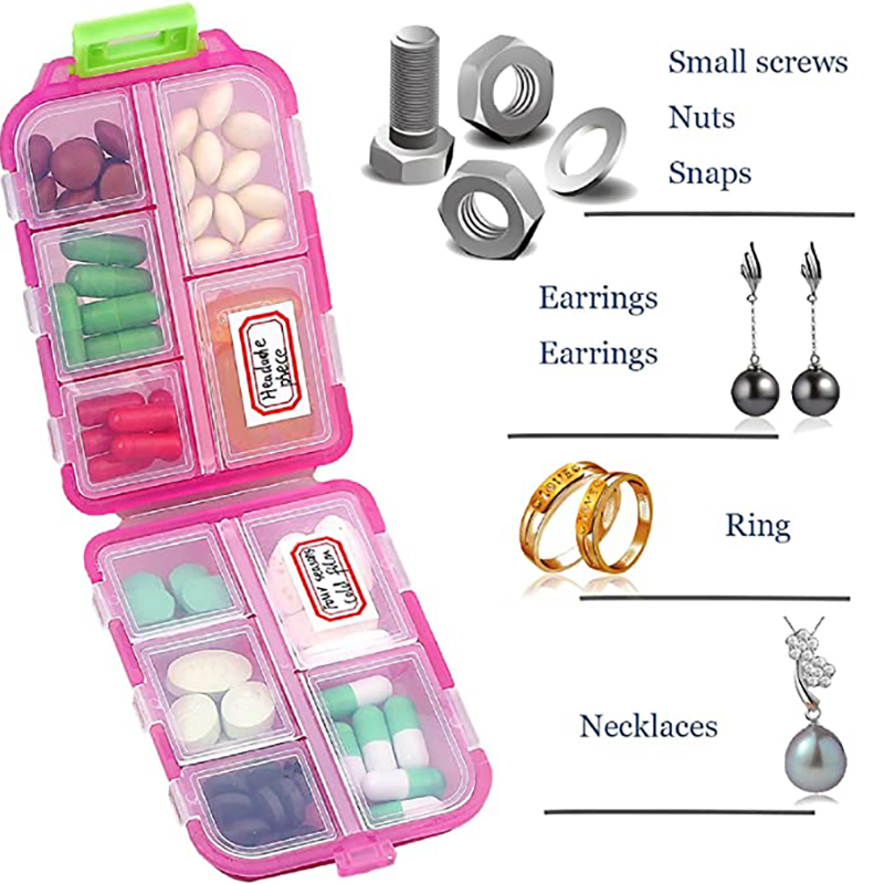 10 Grids Pill Cases Portable Travel Pill Organizer Box 8
