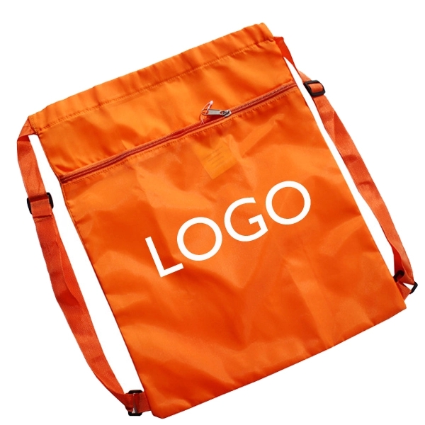 Front Zipper Drawstring Strap Bag 7