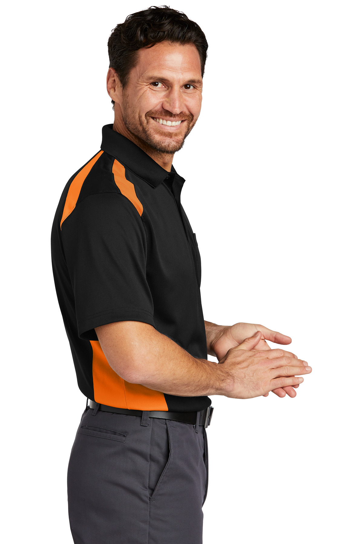 CornerStone Select Snag-Proof Two Way Colorblock Pocket Polo. CS416 25