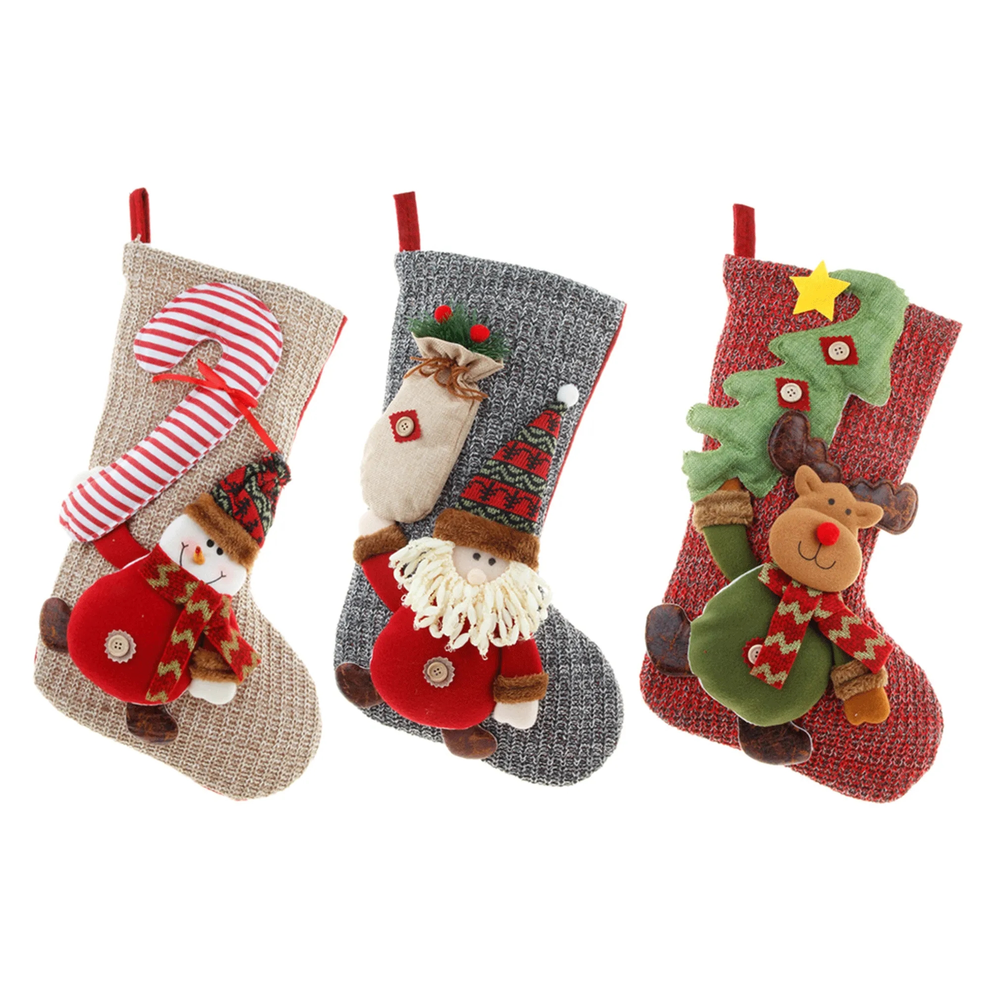 Large knitted wool Christmas socks 2