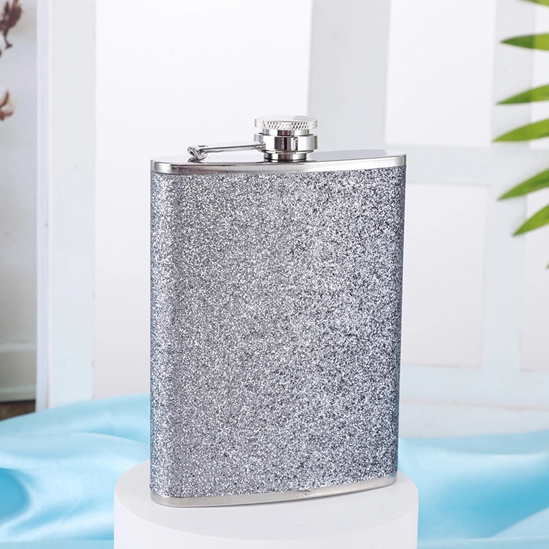 6Oz Colorful Glitter Coating Wine Flask For Women Men 1