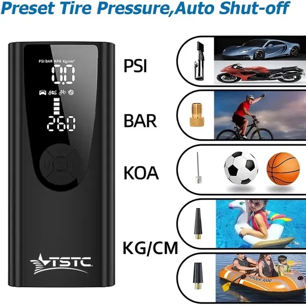 Electric Tire Inflator Portable Car Air Pump with LED Light 4