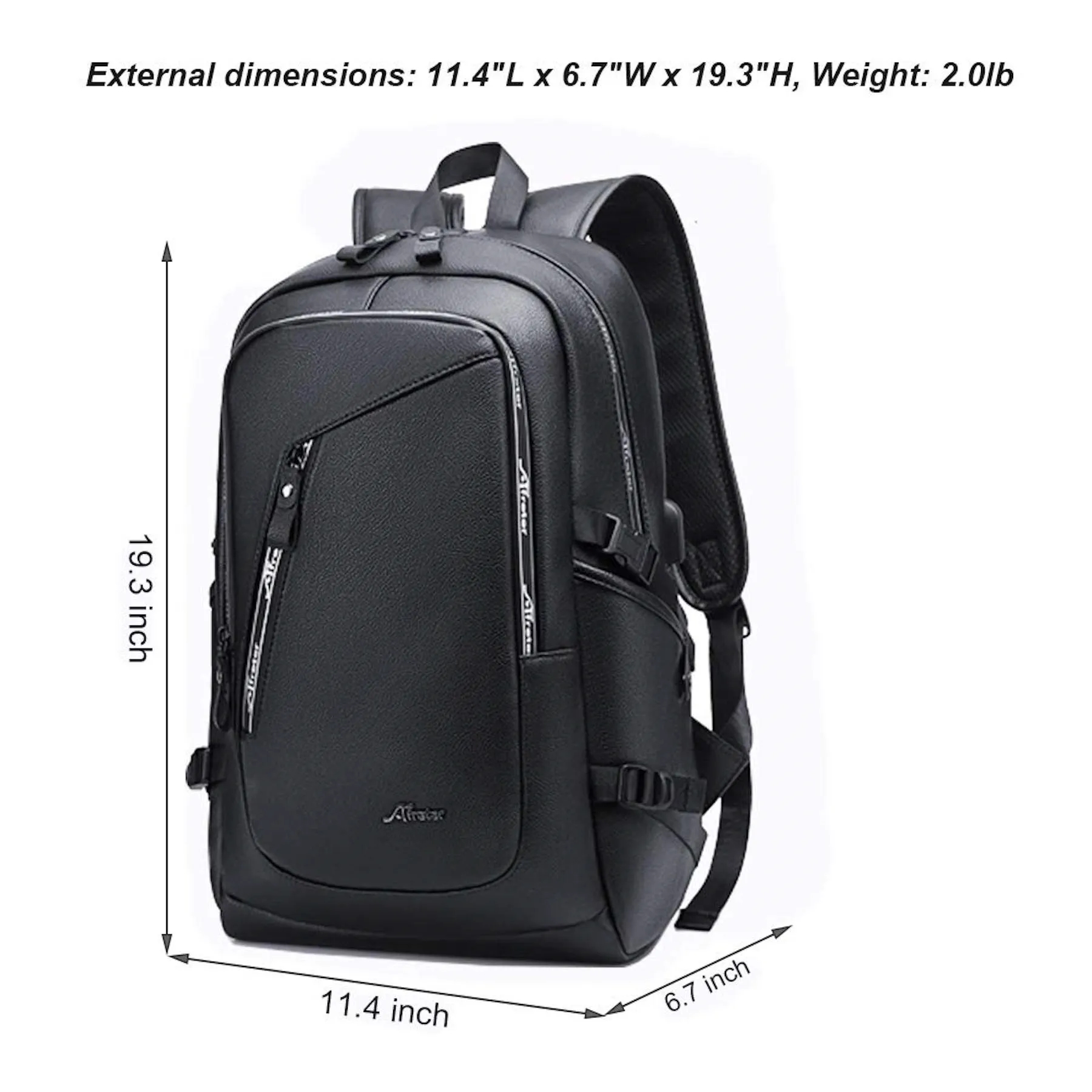 PU Vintage Travel Daypacks USB Charging Port 15.6" Laptop 6