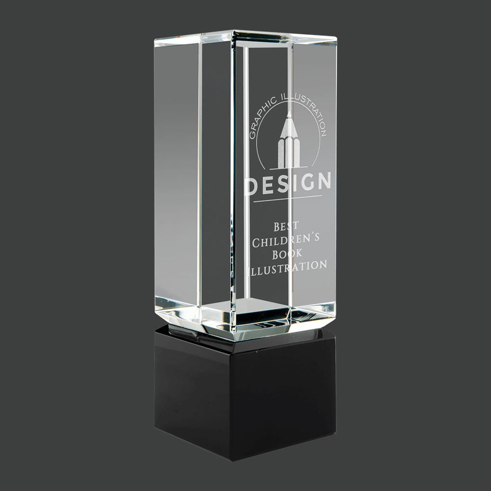 Clear Crystal Block on Black Crystal Base 2