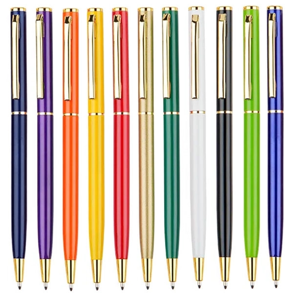 Slim Twist Metal Hotel Pen With Gold Trim 4