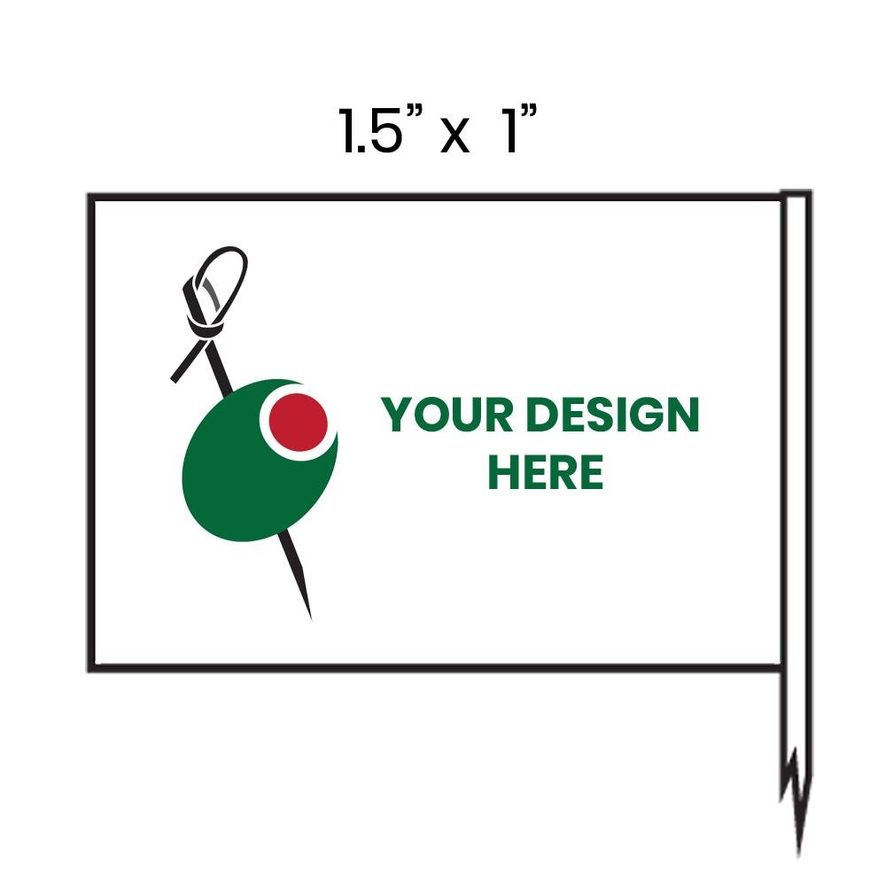 3.14 Inch Bulk Custom Toothpick Flags - 1.5" x 1" 6