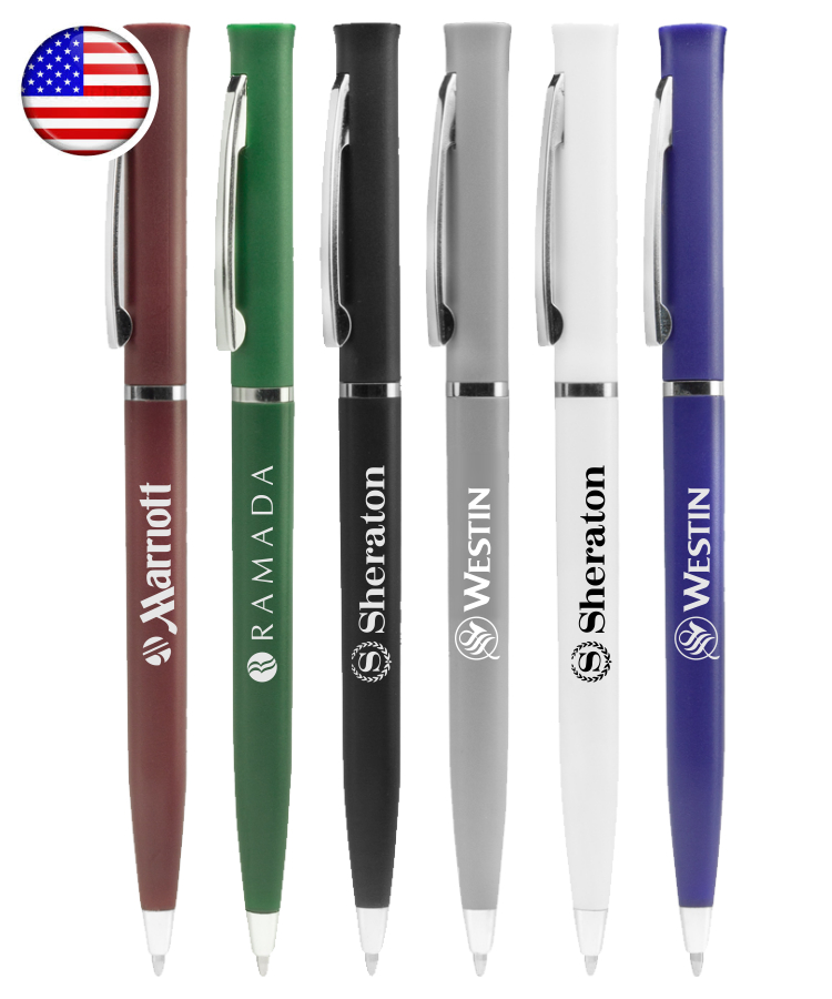 USA Made, "Deluxe" Twister Ballpoint Pen - Nickel Ring 1