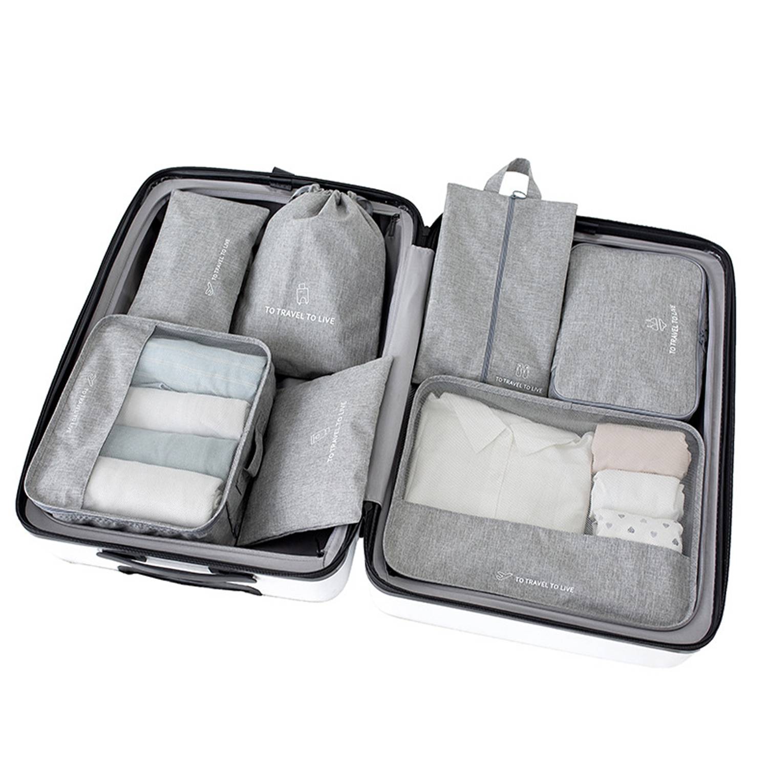 Travel Packing Cubes Luggage Organizers W/ Shoe Bag 8
