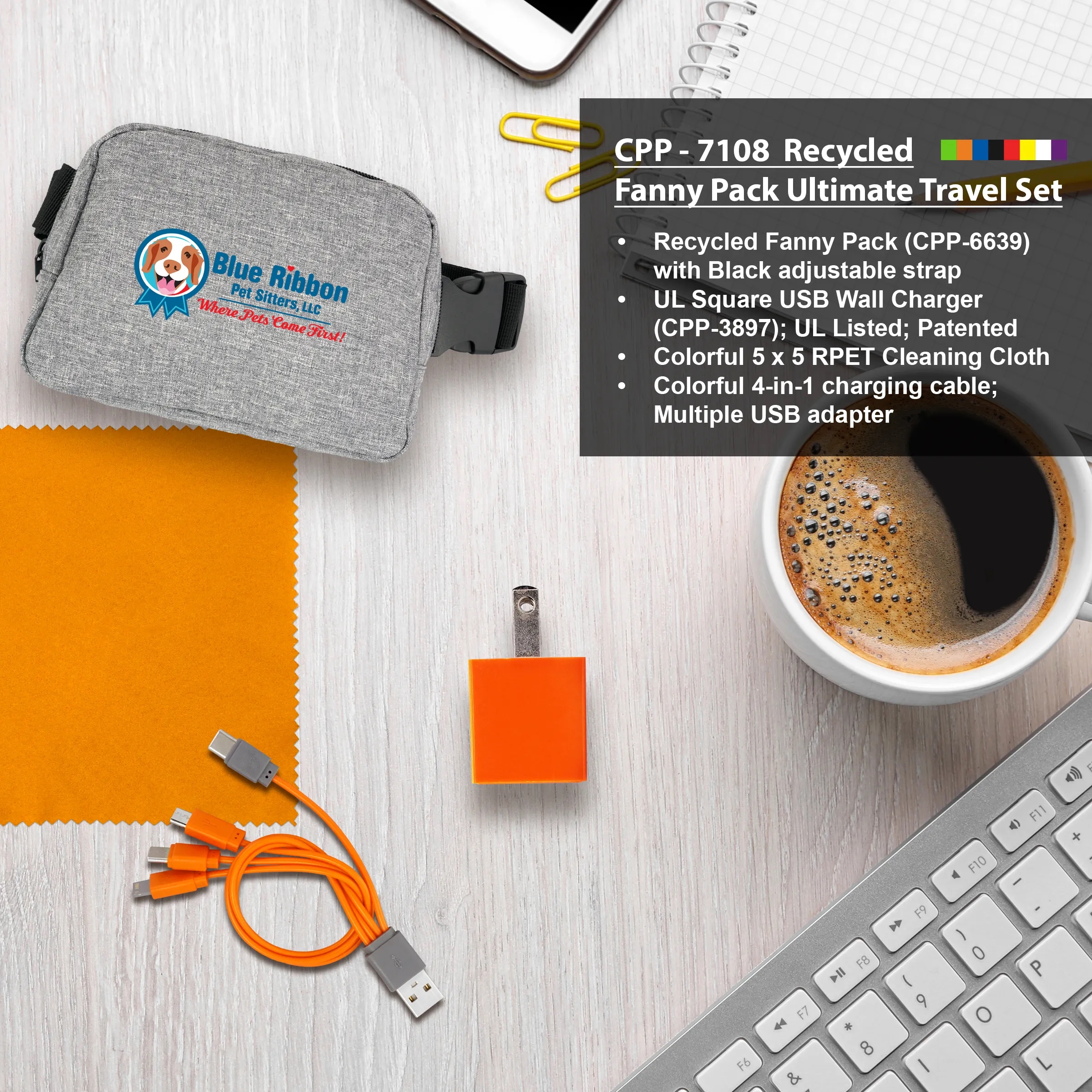 RECYCLED FANNY PACK ULTIMATE TRAVEL SET 10