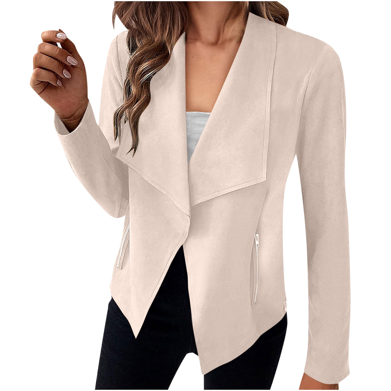 Faux Suede Jackets 2023 Fall Clothes Long Sleeve Open Front 3
