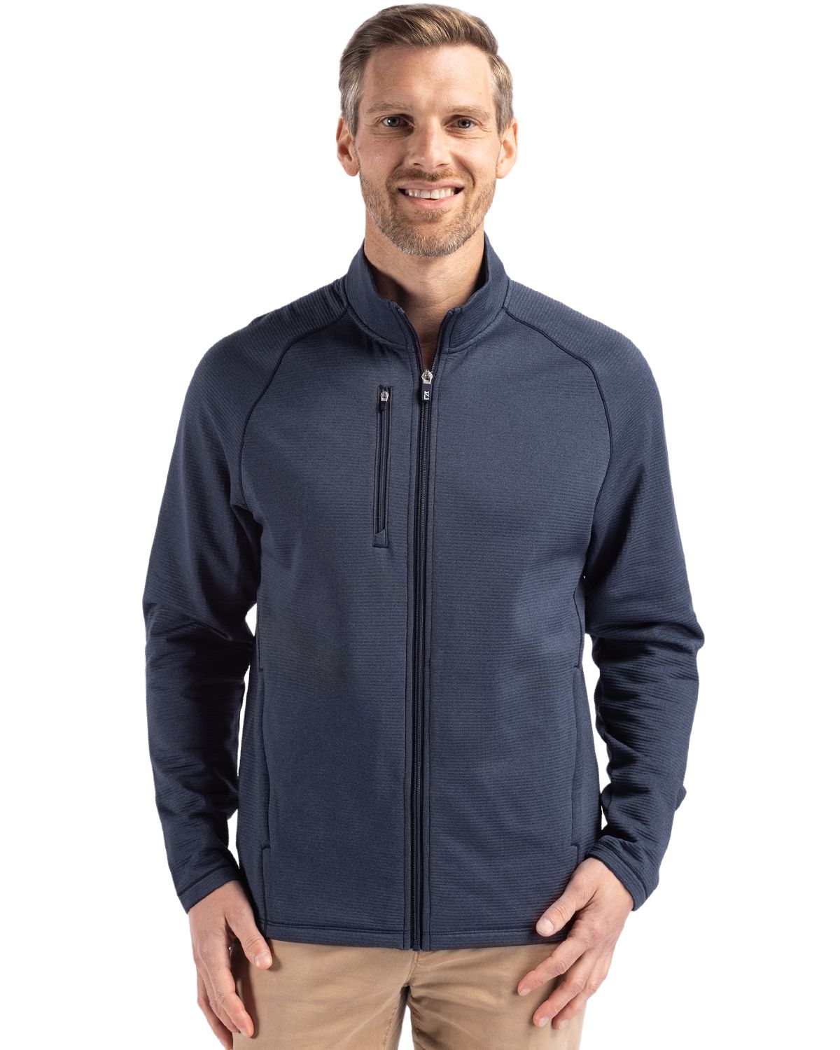 Cutter & Buck Peshastin Recycled Grid Fleece Mens Full Zip Jacket 16