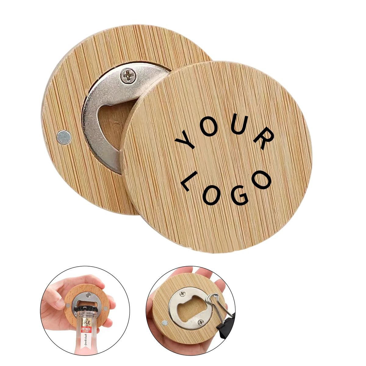 Compact Bamboo Bottle Opener with Magnetic Storage 1