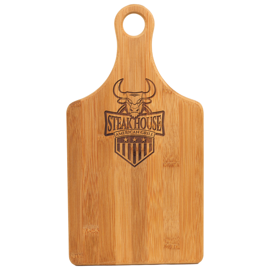 13 1/2" x 7" Bamboo Paddle Shape Cutting Board 1
