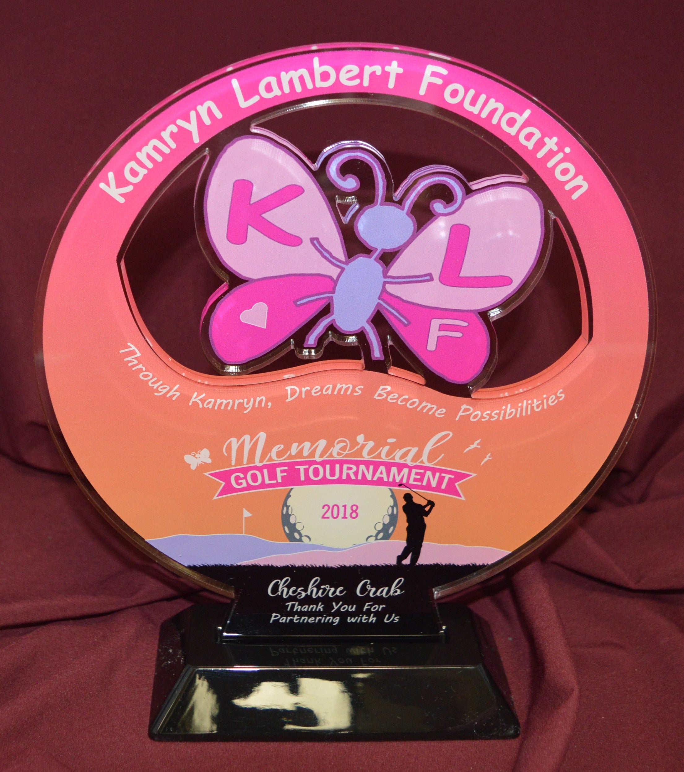 Custom Cut Acrylic Award With Full Uv Print On A Black Snap-In Base 2