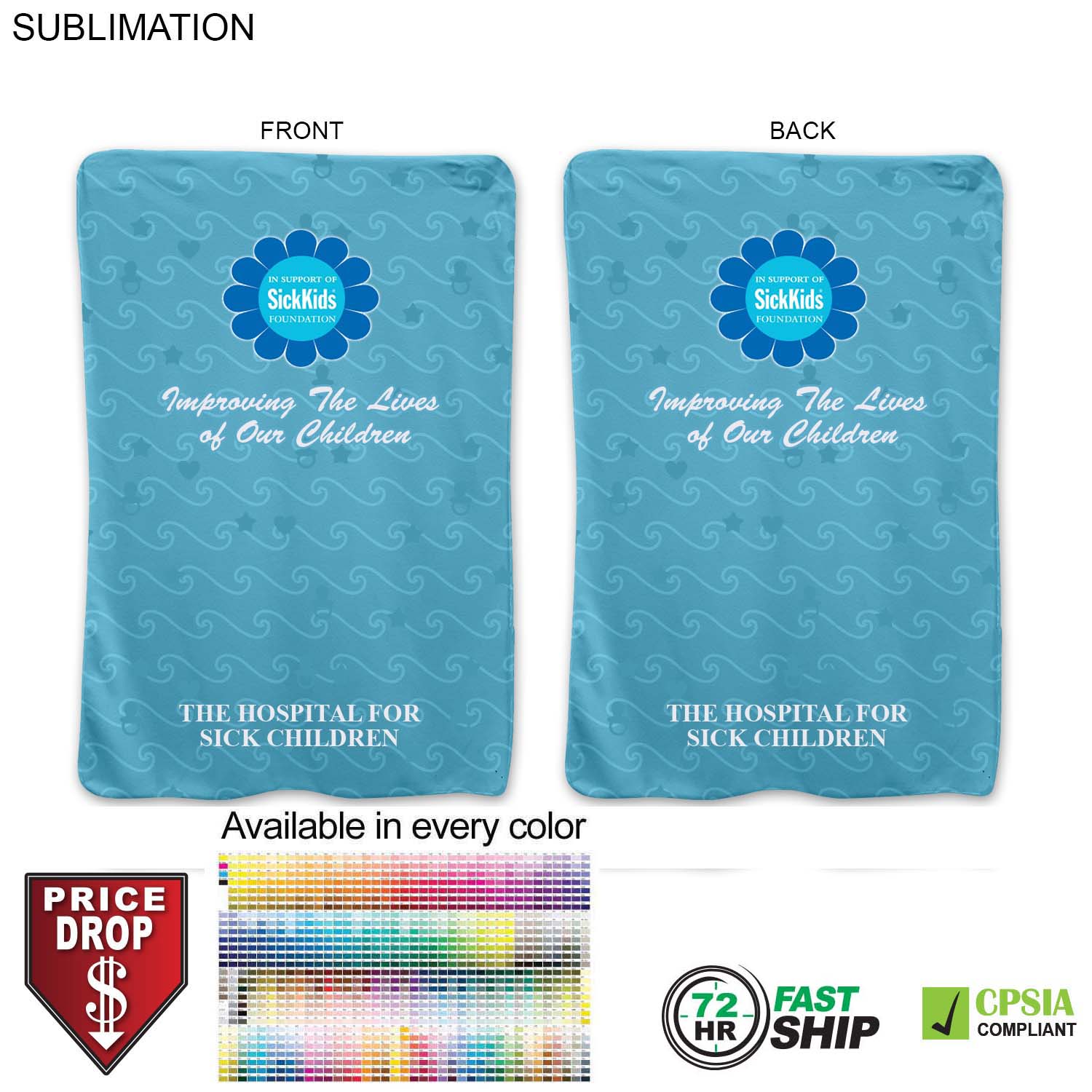 72 Hr Fast Ship - Ultra Soft and Smooth Microfleece Lap Blanket 30x40, Sublimated 3