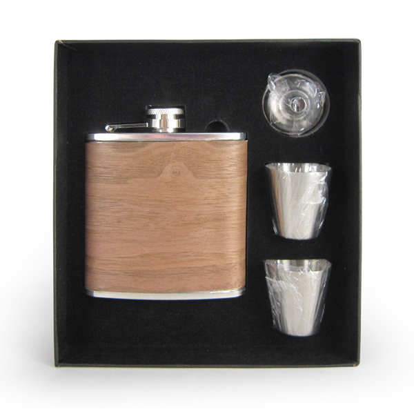 Stainless Steel Hip Flask Gift Set 6oz 3