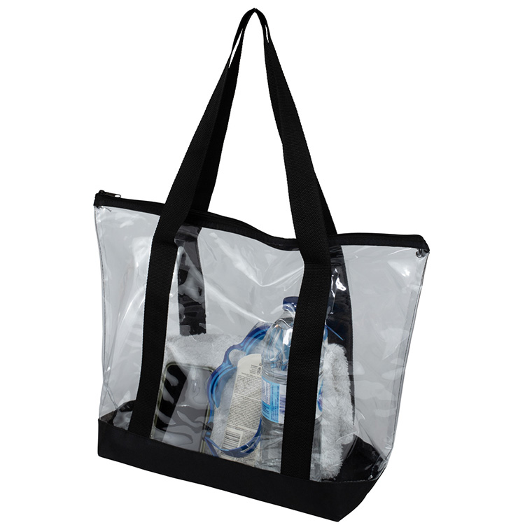 19"W x 13 ½"H x 6"Gusset - "BONDI" Jumbo Clear Zippered Tote Bag 23