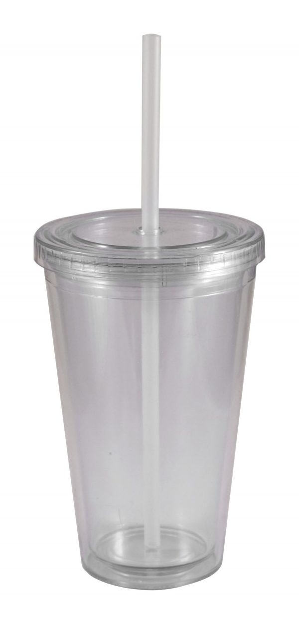 16 oz Clear Double Wall Acrylic Translucent Tumbler