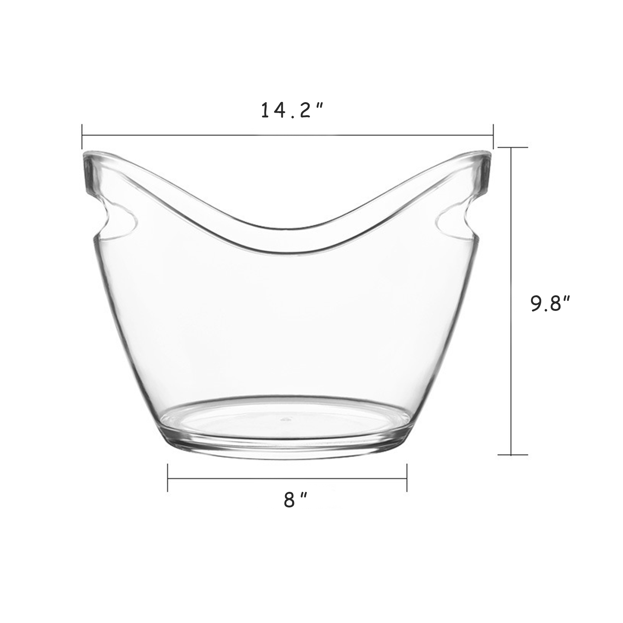 MOQ20 Large Acrylic Ice Bucket With Easy Carry Handles 3