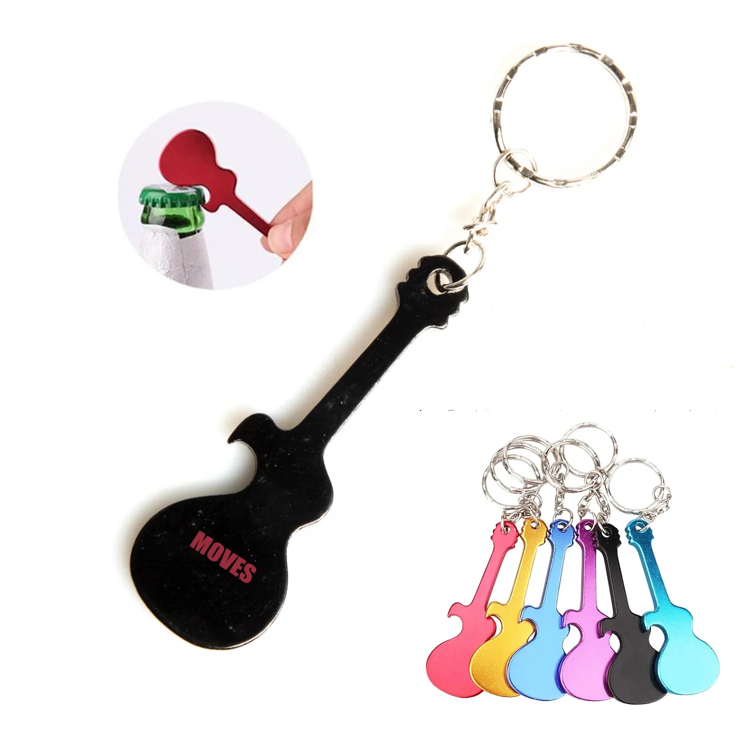 Guitar Shaped Bottle Opener With Keychain 3