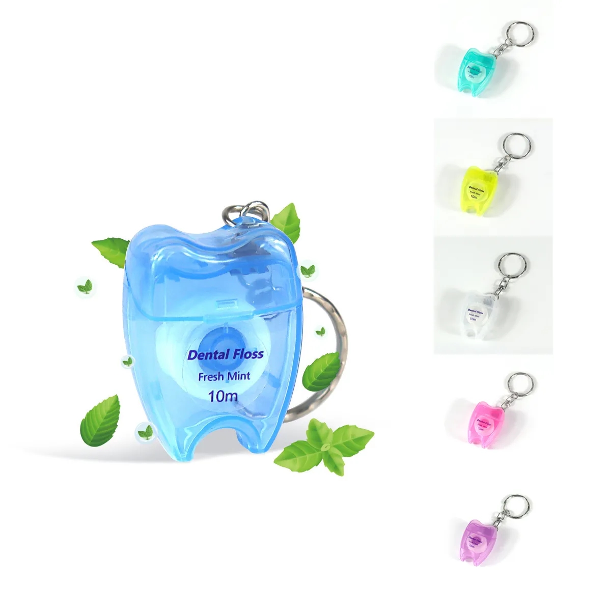 Tooth-Shaped Dental Floss Keychain, 10m Mint 1