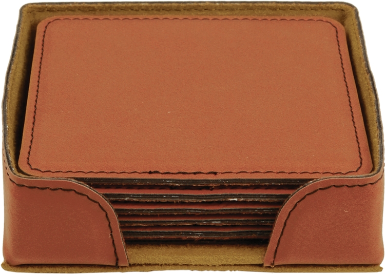 Rawhide Leatherette Set of Six Square Coasters 1