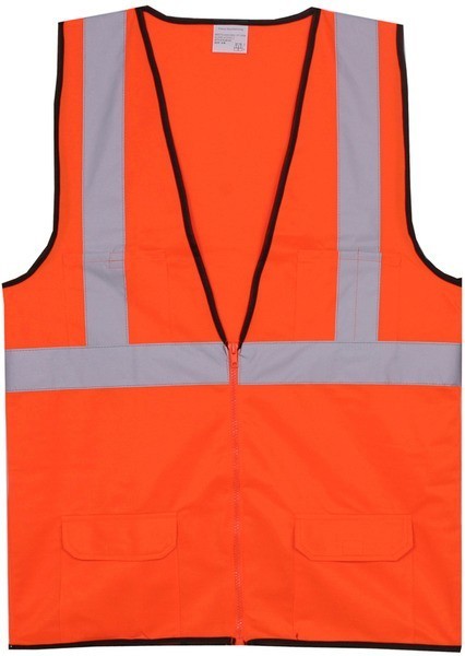 Polyester Orange Solid Zipper Safety Vest SV170