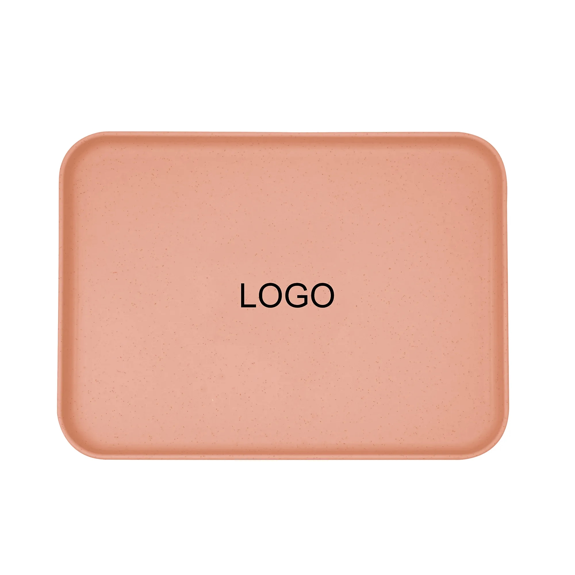 Rectangle Lightweight Wheat Straw Food Tray Plastic Plate 10
