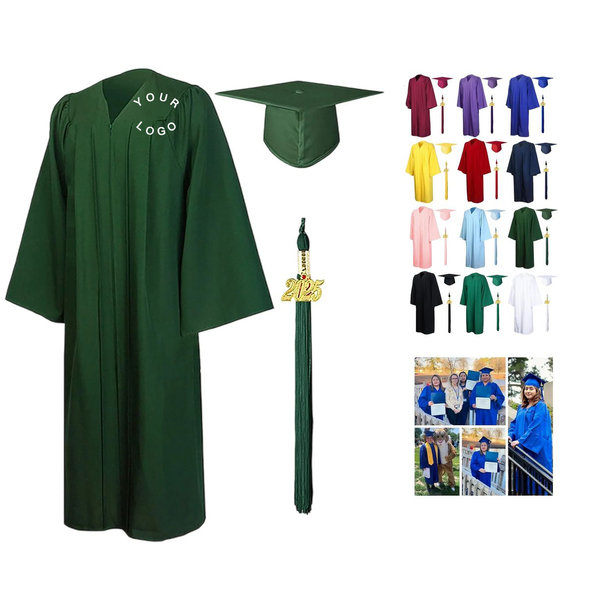 Classic Polyester Graduation Gown Set for Ceremonies 3