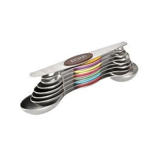 Colorful Stainless Steel Magnetic 8 In 1 Dual Measurement Spoons With Silicone Handle 11