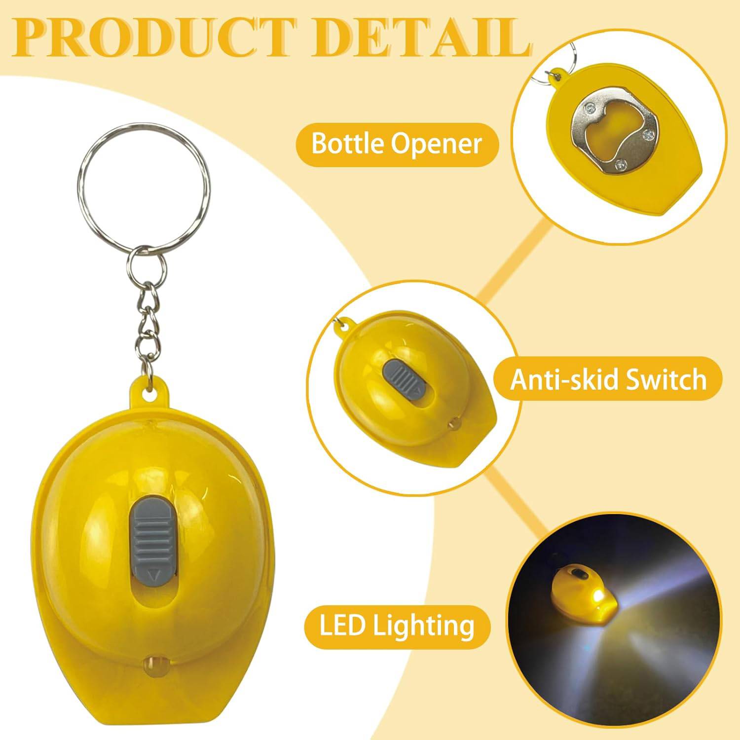 3 in 1 Safety Helmet LED Bottle Opener Keychain 5
