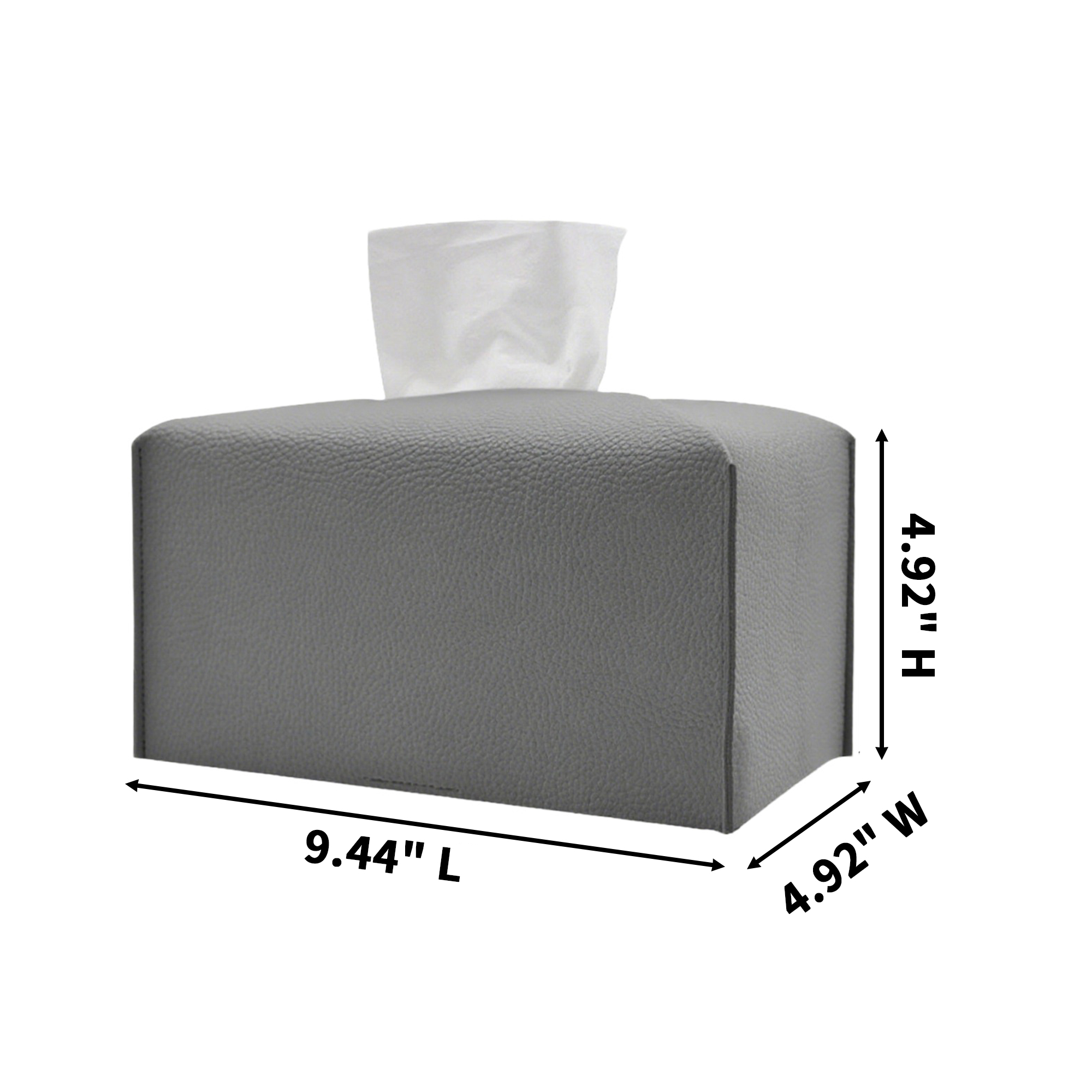 PU Tissue Box Cover 9.44" Length x 4.92" Width x 4.92" Height 5