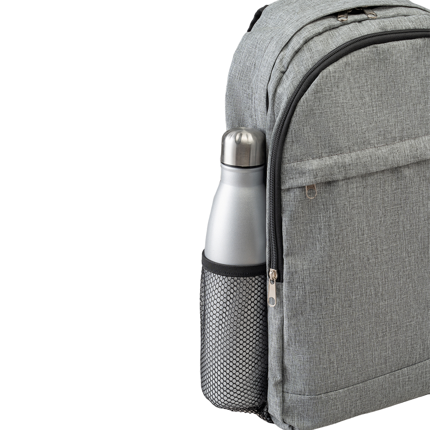 Solid Color Heather Lite Laptop Backpack W/ Braided Handle 4
