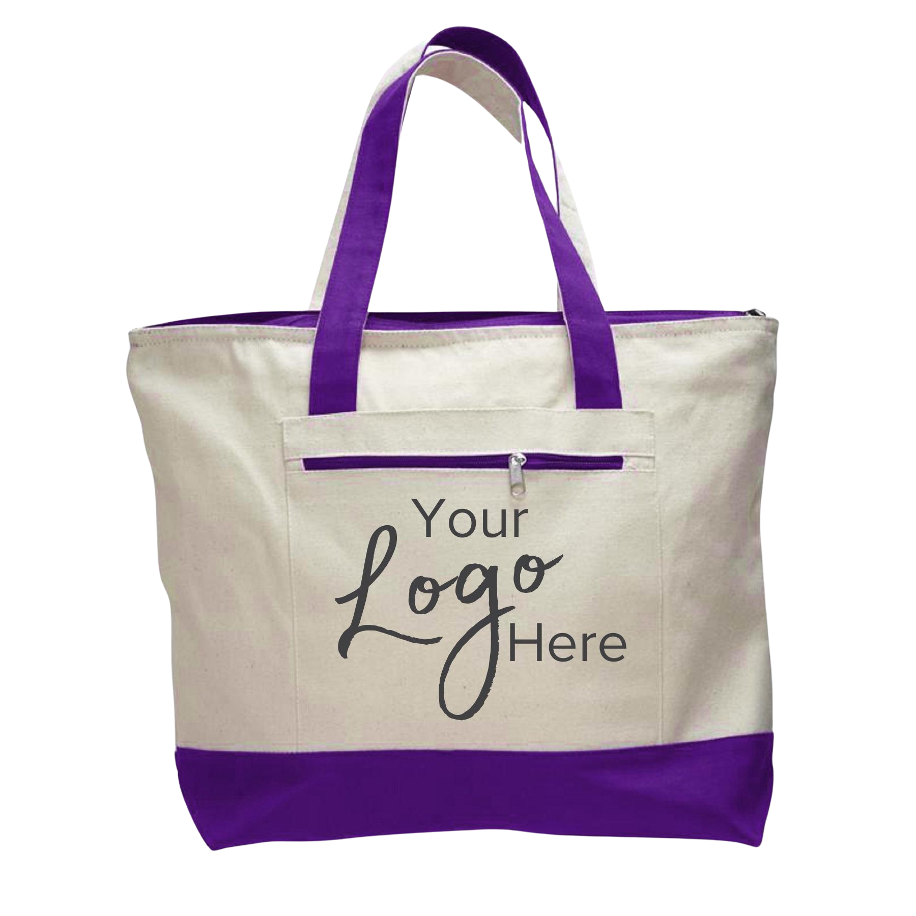 Canvas Zipper Tote Bag 18" W x 14" H with 4.5" Gusset