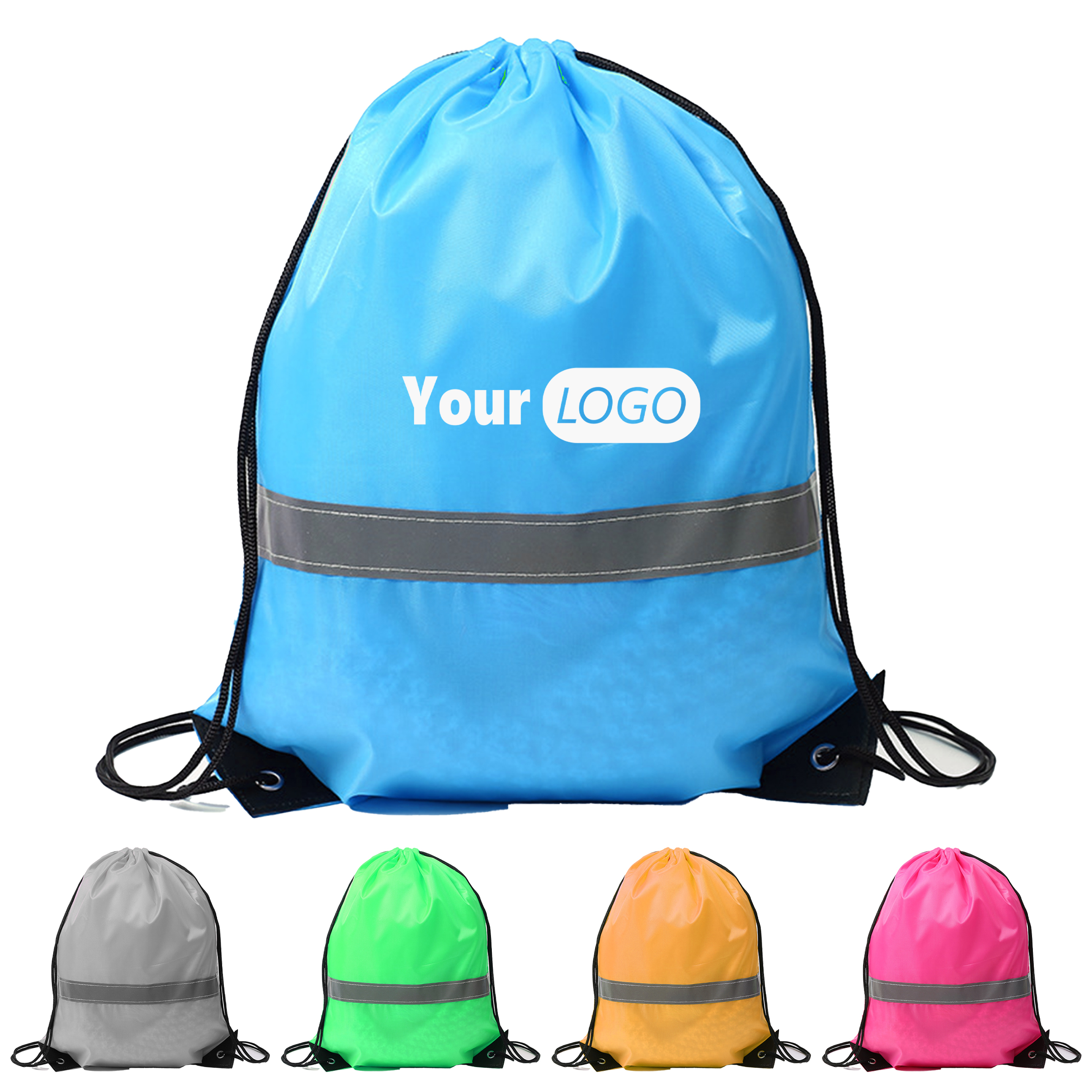 Polyester Durable Reflective Drawstring Bag For Safety And Style 1
